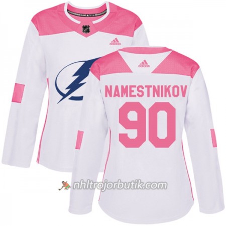 Dame Ishockey Tampa Bay Lightning Tröja Vladislav Namestnikov 90 Adidas 2017-2018 Vit Rosa Fashion Authentic